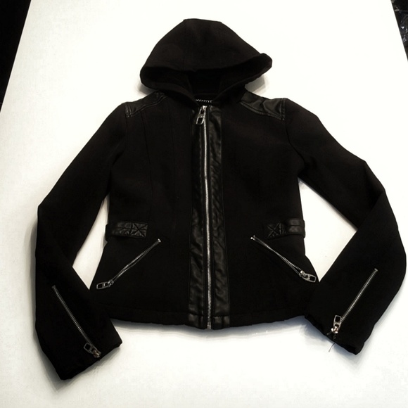 Miss Sixty Jackets & Blazers - Miss Sixty Black moto jacket with hood